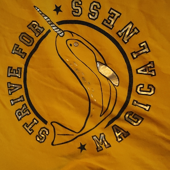 Old Navy Girls Yellow Graphic Tee “Strive for Magicalness” Narwhal – Size M (8) - Picture 3 of 3